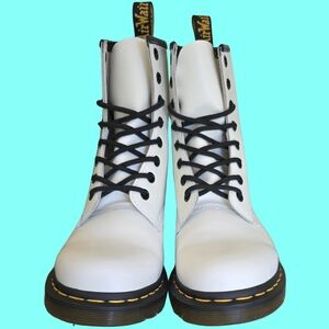 Dr. Martens Smooth White Leather Boots